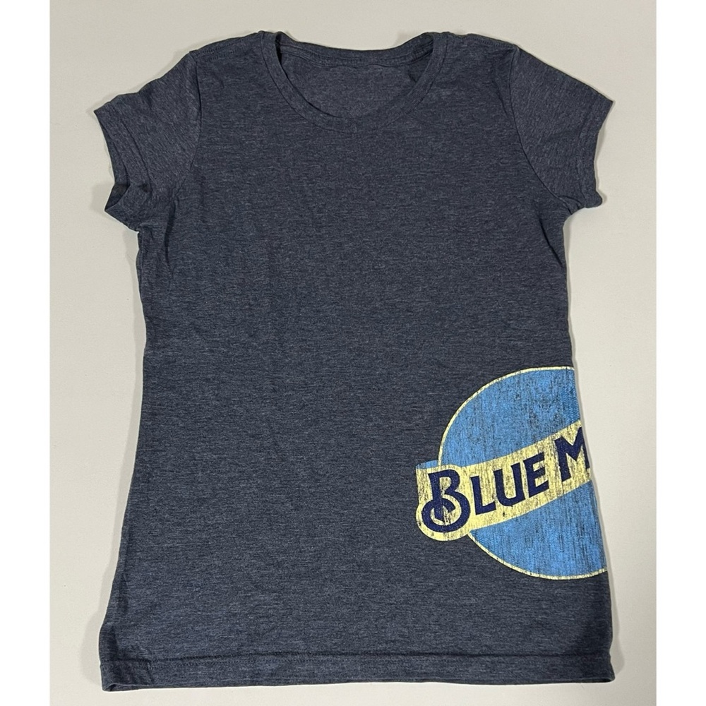 Blue ‘Blue Moon’ Beer Logo Graphic Crewneck T-Shirt Top Blouse Tee Size S 🍺✨